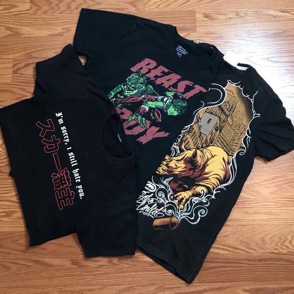 Others Follow Other - 3 T-Shits Men’s Cotton Set  Black White Red